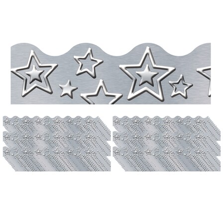 Trend Enterprises I Heart Metal Silver Stars Terrific Trimmers, 39 Feet/Pack, PK6 T92682